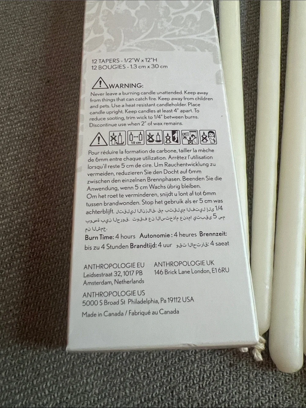 Anthropologie Mini Taper Candles Set of 12 Ivory Slim 12